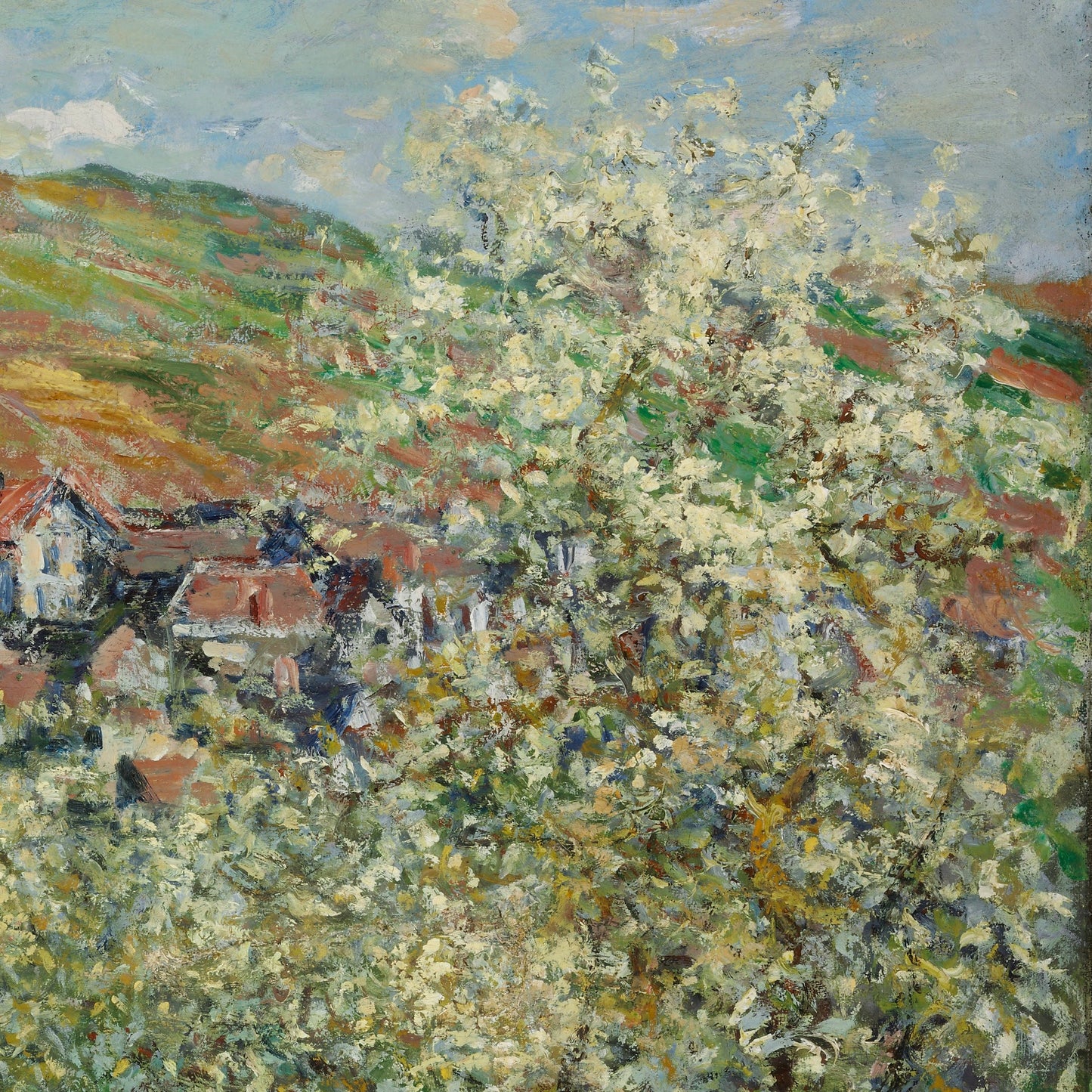 Plum Trees in Blossom by Claude Monet, 3d Printed with texture and brush strokes looks like original oil painting.