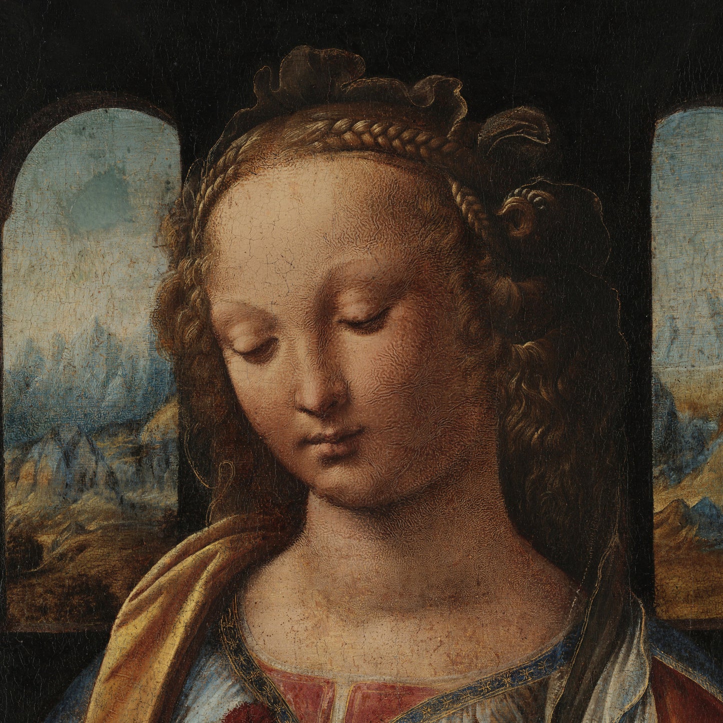 Madonna of the Carnation by Leonardo da Vinci, 3d Printed with texture and brush strokes looks like original oil painting.