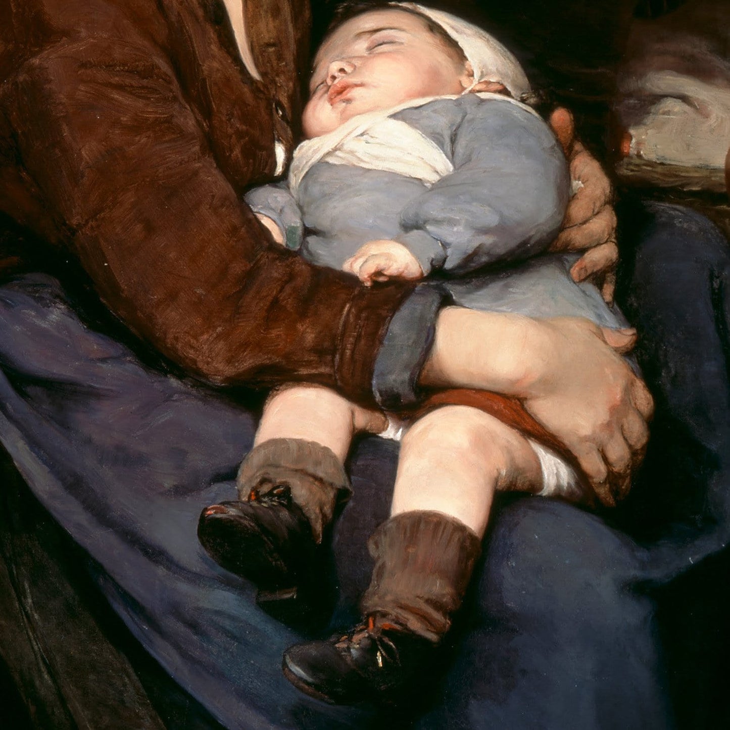 A Mother by Elizabeth Nourse, 3d Printed with texture and brush strokes looks like original oil painting.