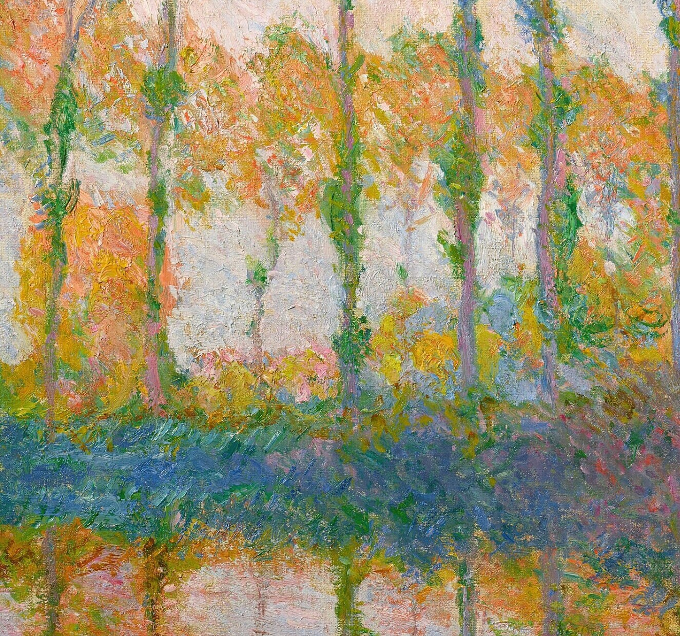 Poplars on the banks of the Epte, autumn by Claude Monet, 3d Printed with texture and brush strokes looks like original oil painting.