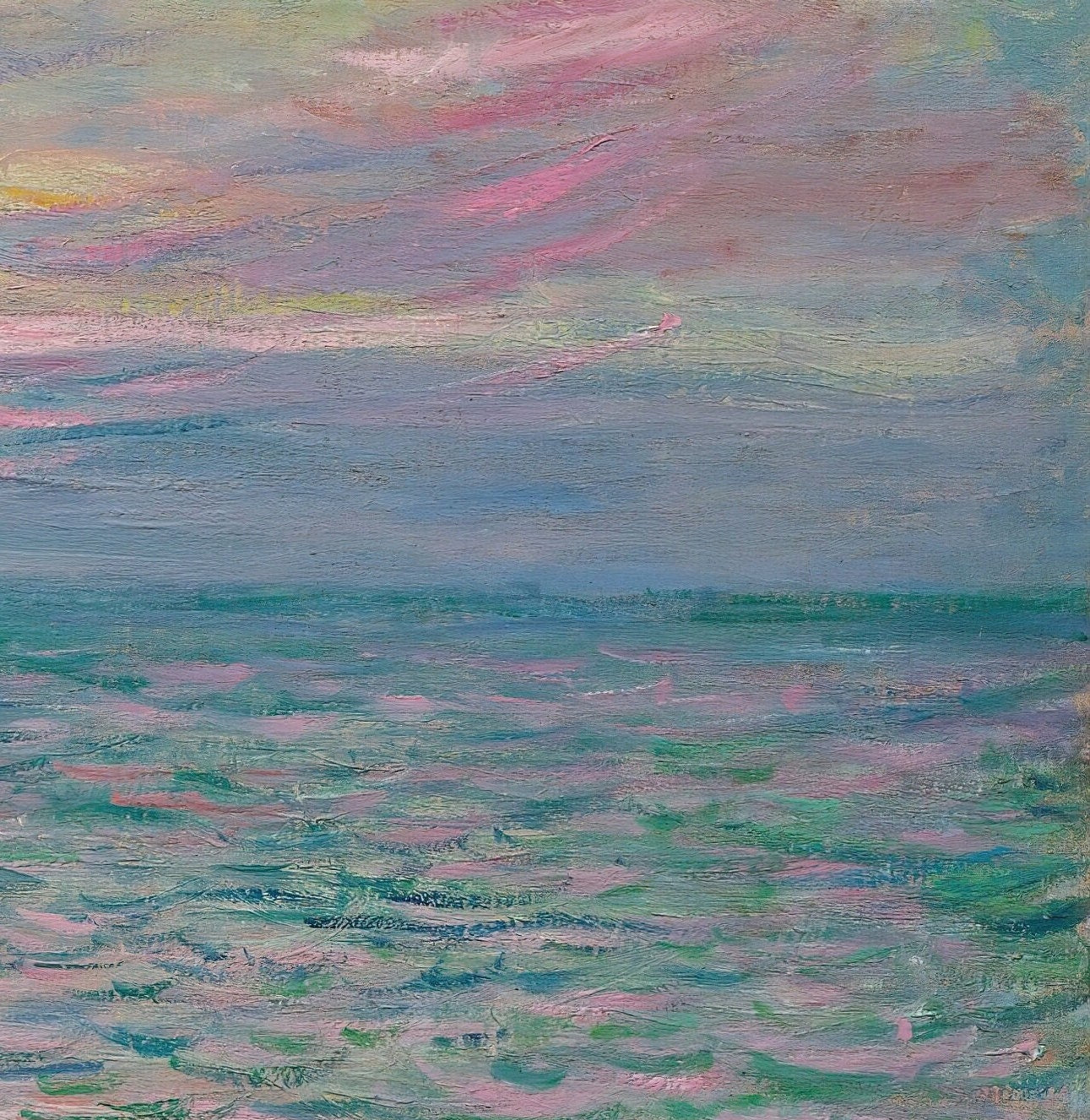 Coucher De Soleil À Pourville,Pleine Mer by Cloude Monet,3d Printed with texture and brush strokes looks like original oil painting