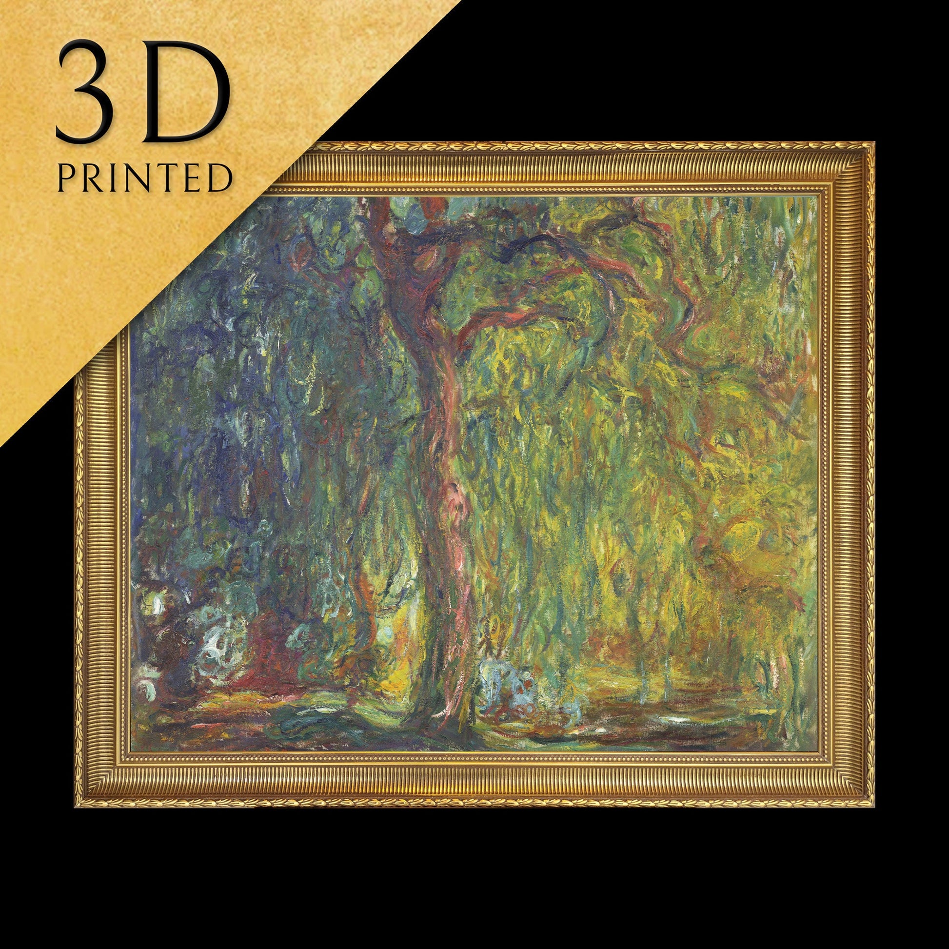 Weeping Willow by Cloude Monet, 3d Printed with texture and brush strokes looks like original oil painting.
