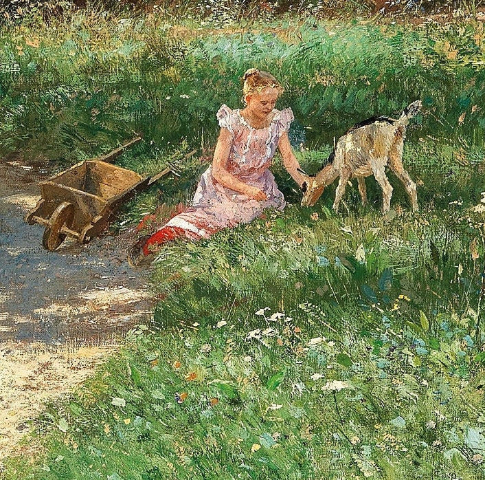 In the Castle Park (1893) by HUGO DARNAUT, 3d Printed with texture and brush strokes looks like original oil painting.