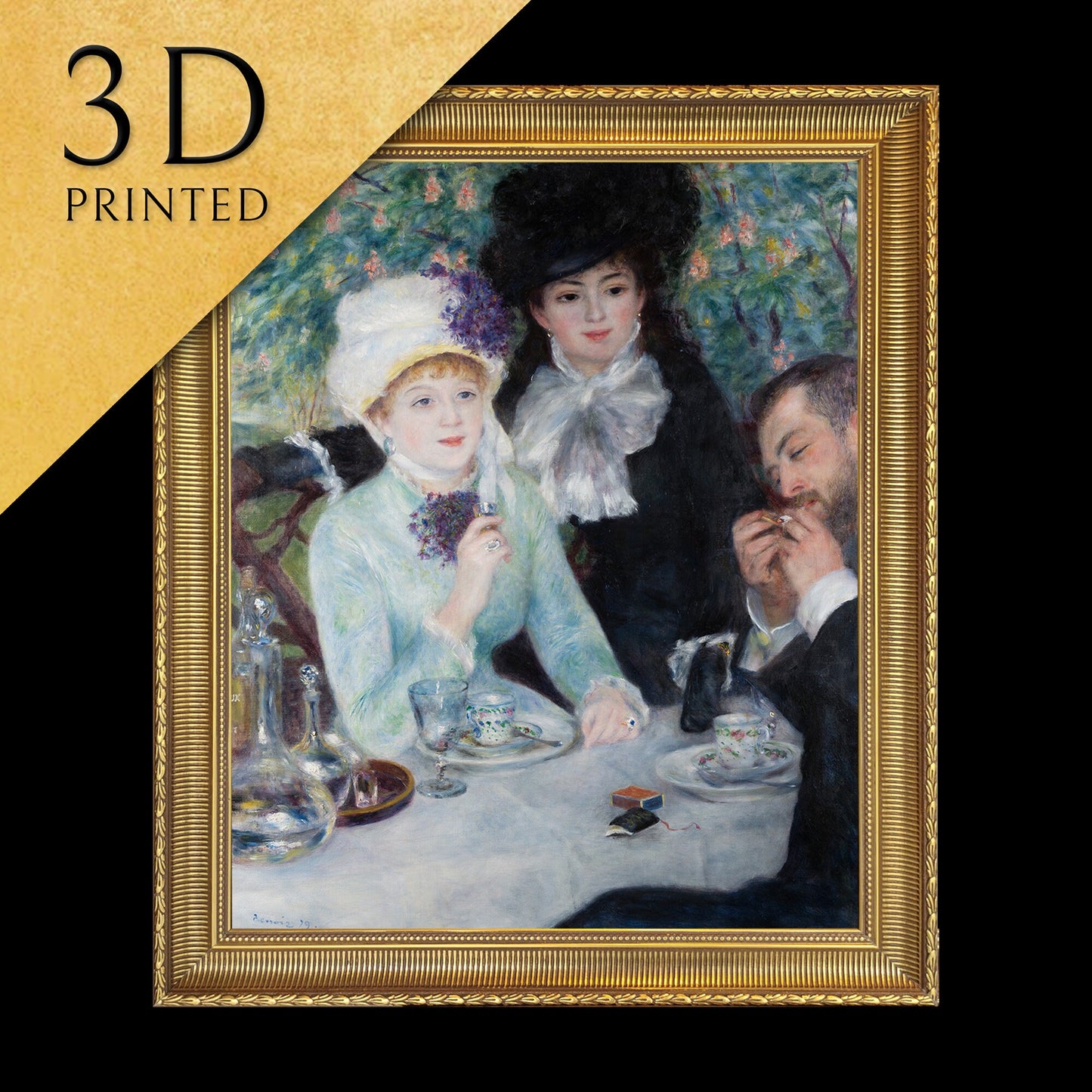 After the Luncheon by Pierre Auguster Renoir, 3d Printed with texture and brush strokes looks like original oil painting