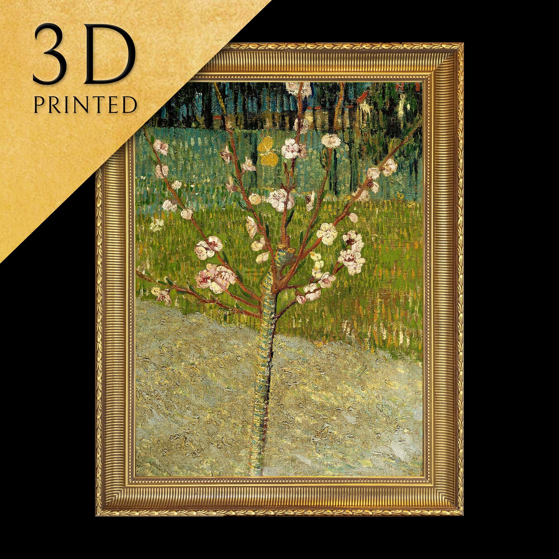 Almond tree in blossom - by Van gogh, 3d Printed with texture and brush strokes looks like original oil-painting.