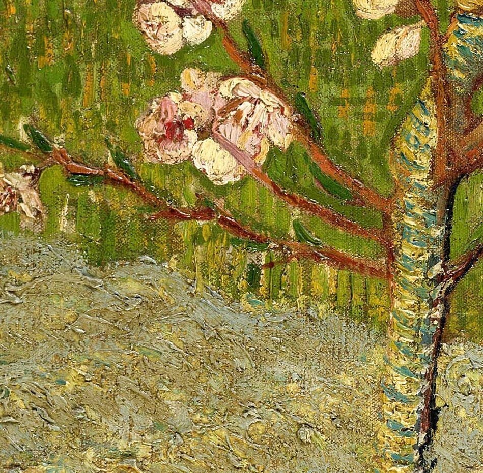 Almond tree in blossom - by Van gogh, 3d Printed with texture and brush strokes looks like original oil-painting.
