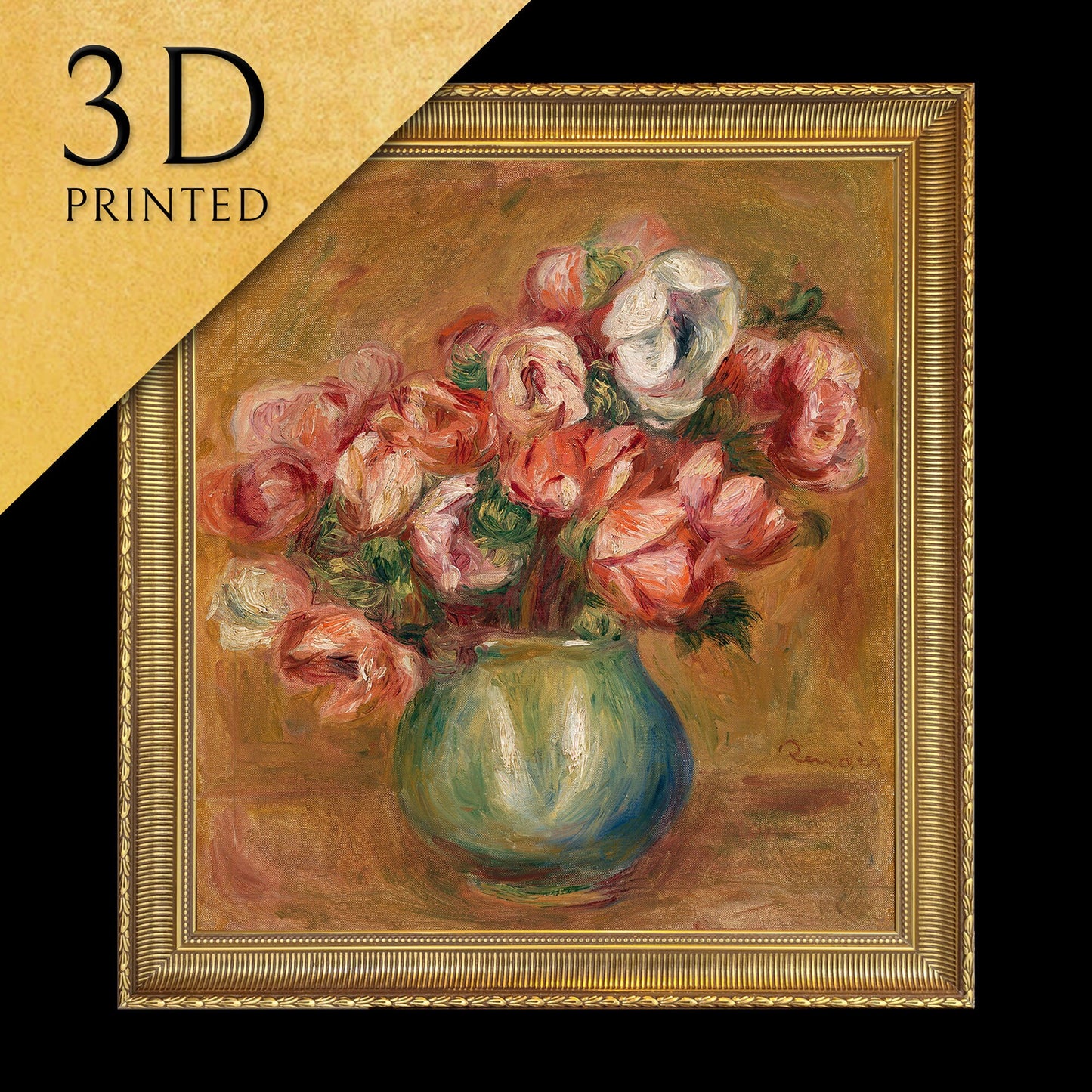Anemones - by Pierre Auguste Renoir, 3d Printed with texture and brush strokes looks like original oil painting