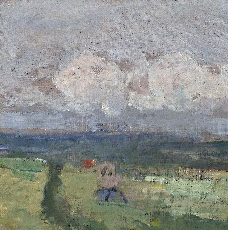 Auvers, Panoramic View by Paul Cezanne, 3d Printed with texture and brush strokes looks like original oil painting
