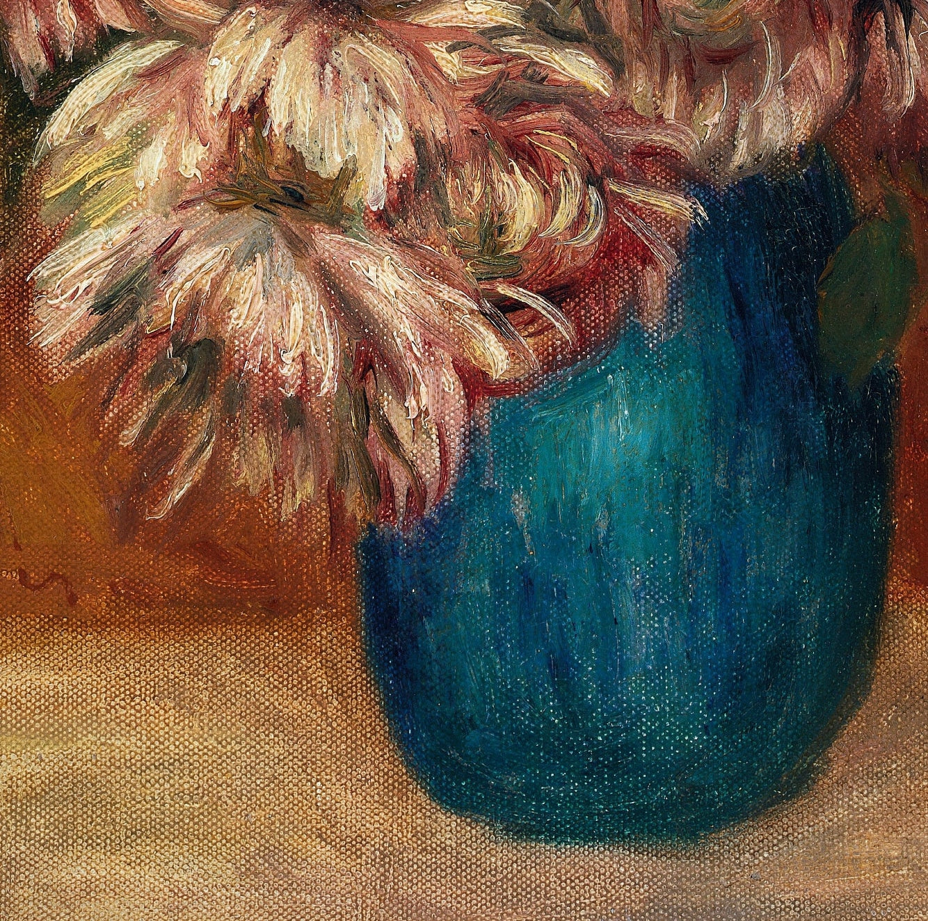 Flowers in a Green Vase by Pierre Auguste Renoir, 3d Printed with texture and brush strokes looks like original oil painting