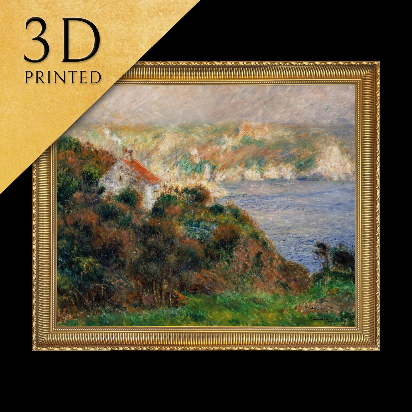 Fog on Guernsey by Pierre Auguste Renoir, 3d Printed with texture and brush strokes looks like original oil painting