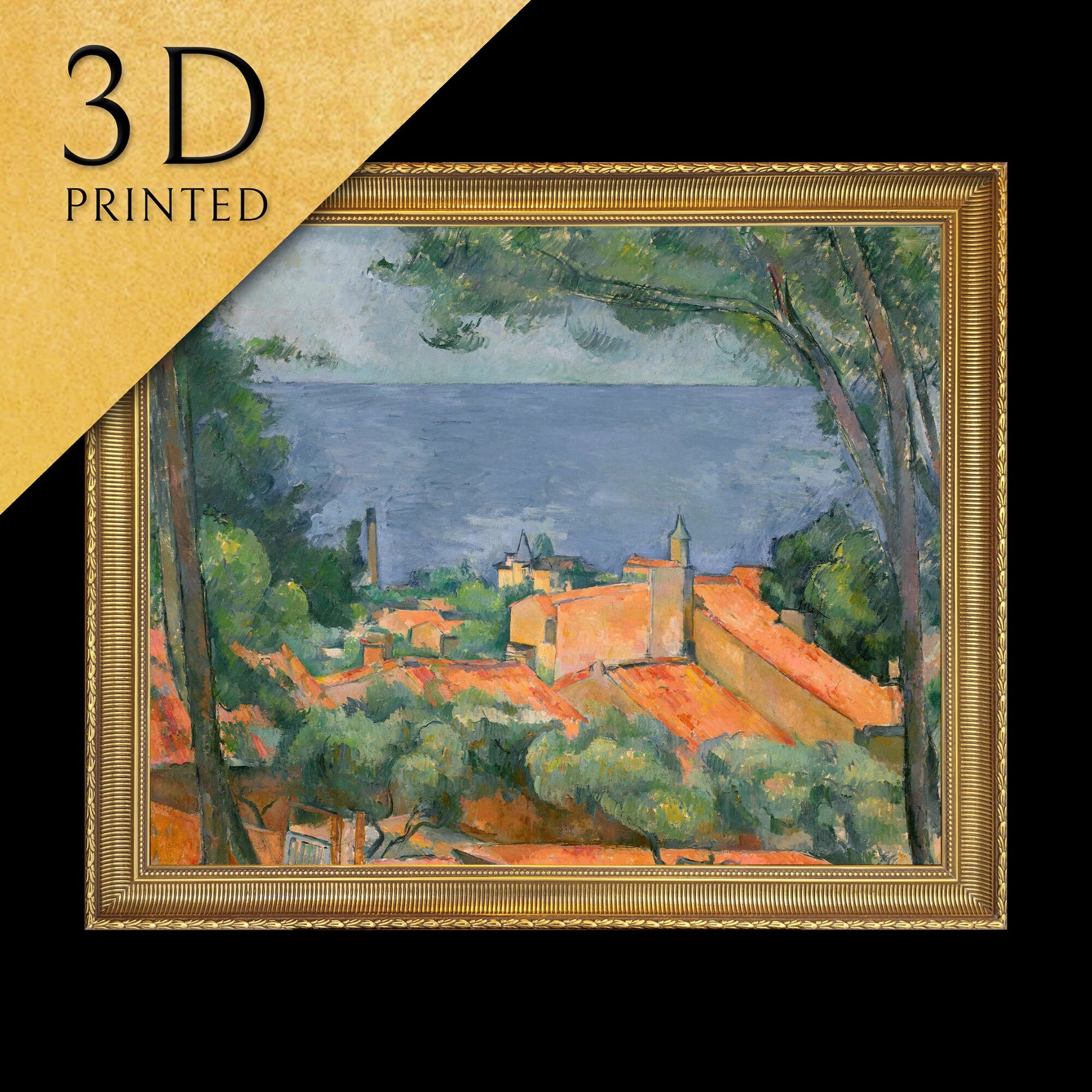 L’Estaque aux toits rouges by Paul Cezanne, 3d Printed with texture and brush strokes looks like original oil painting