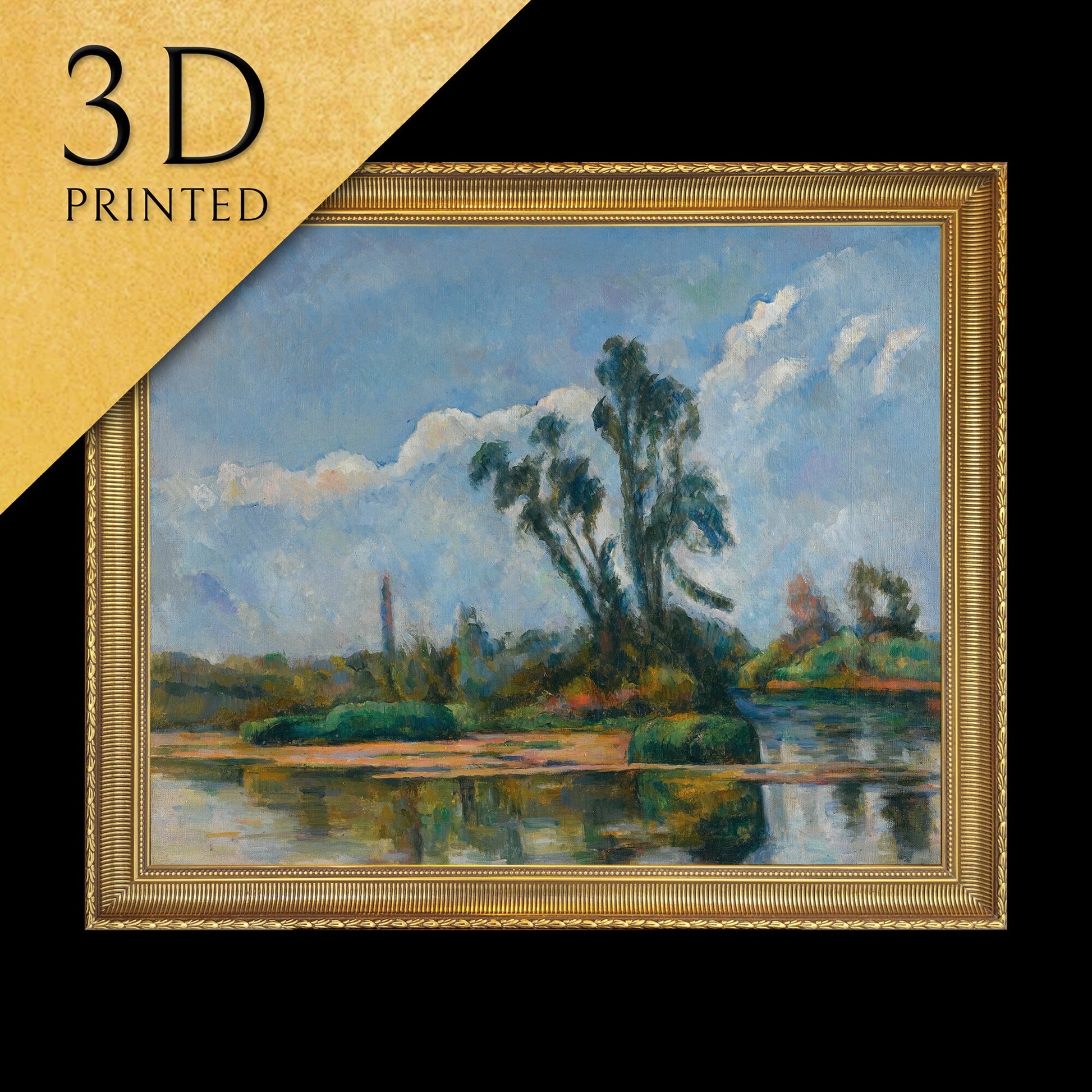 La Riviere by Paul Cezanne, 3d Printed with texture and brush strokes looks like original oil painting