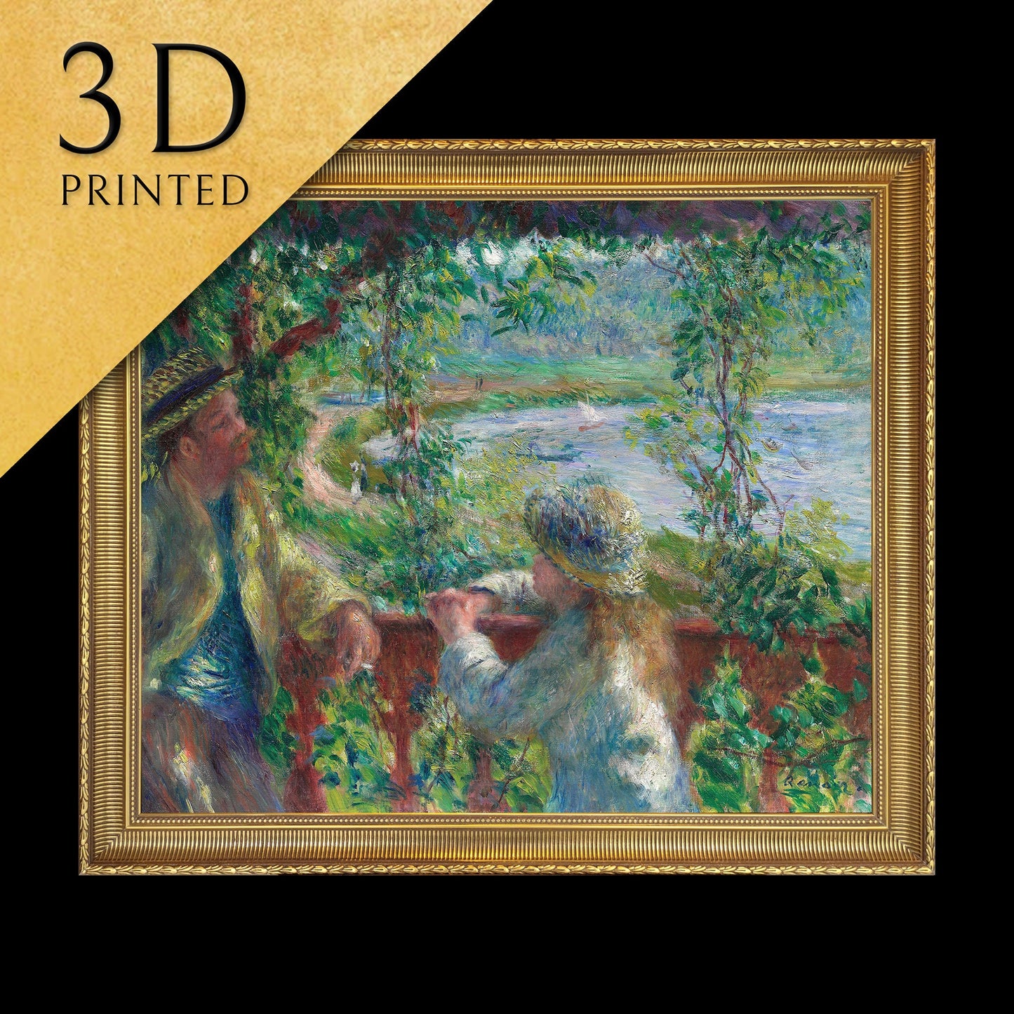 Near the Lake by Pierre Auguste Renoir, 3d Printed with texture and brush strokes looks like original oil painting