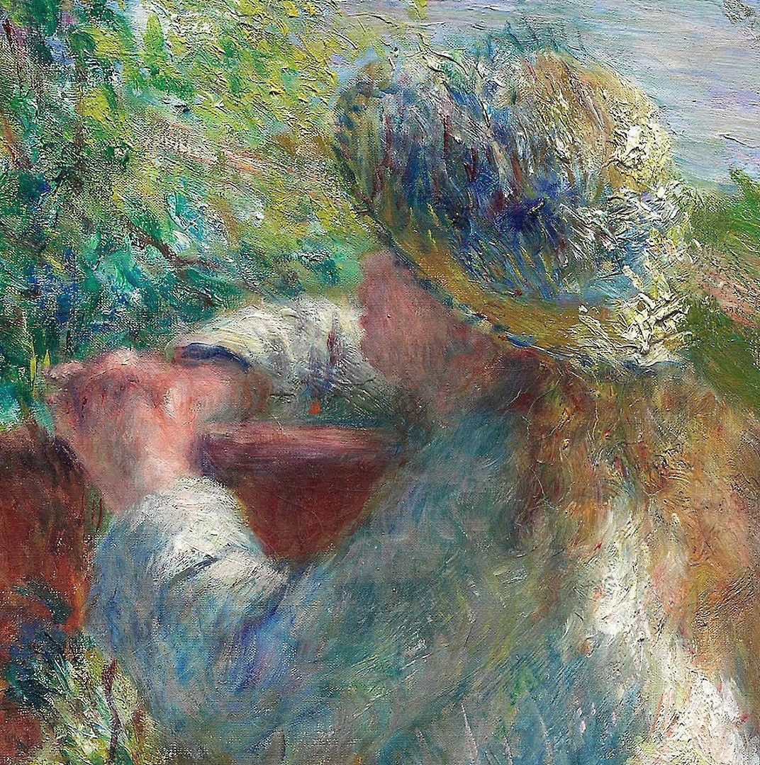 Near the Lake by Pierre Auguste Renoir, 3d Printed with texture and brush strokes looks like original oil painting