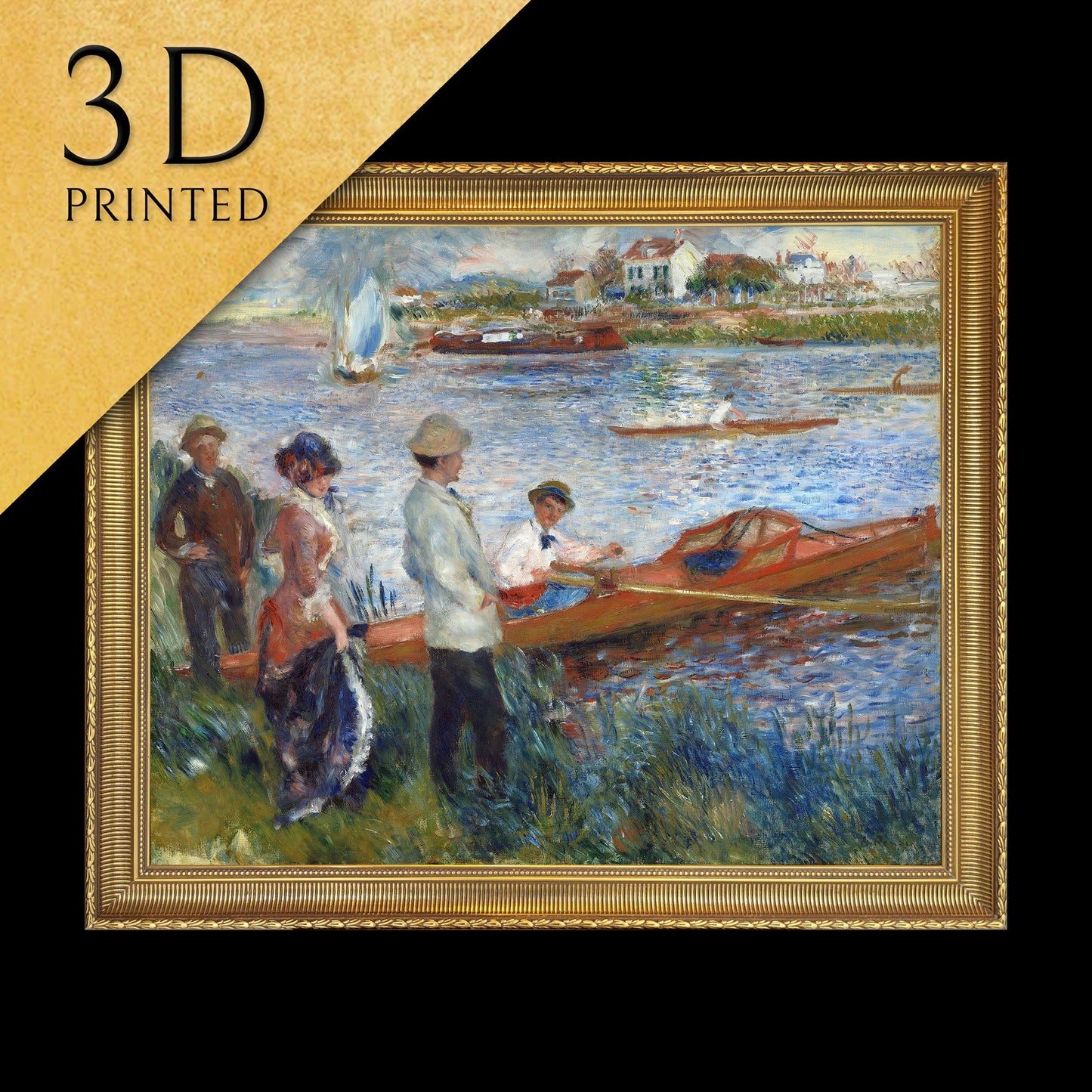 Oarsmen at Chatou by Pierre Auguste Renoir, 3d Printed with texture and brush strokes looks like original oil painting