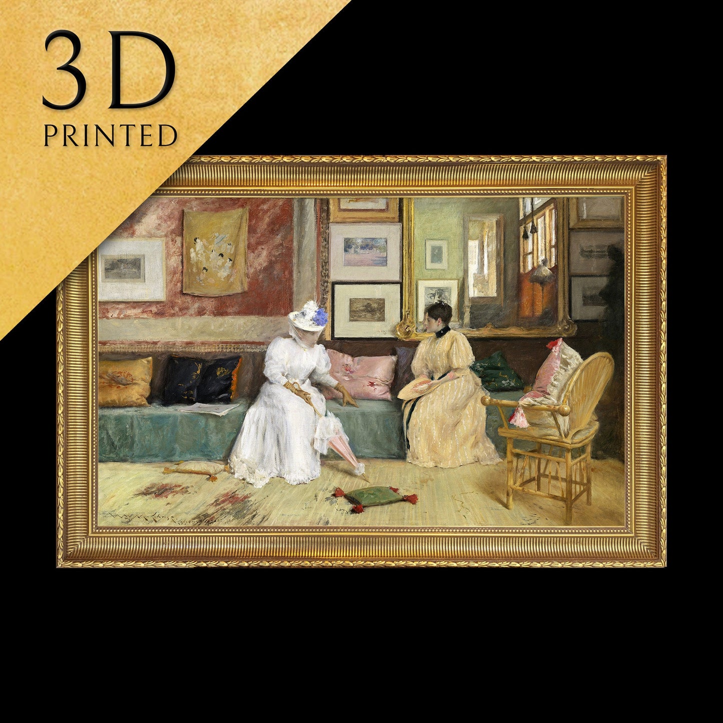 A Friendly Call by William Merritt Chase, 3d Printed with texture and brush strokes looks like original oil painting
