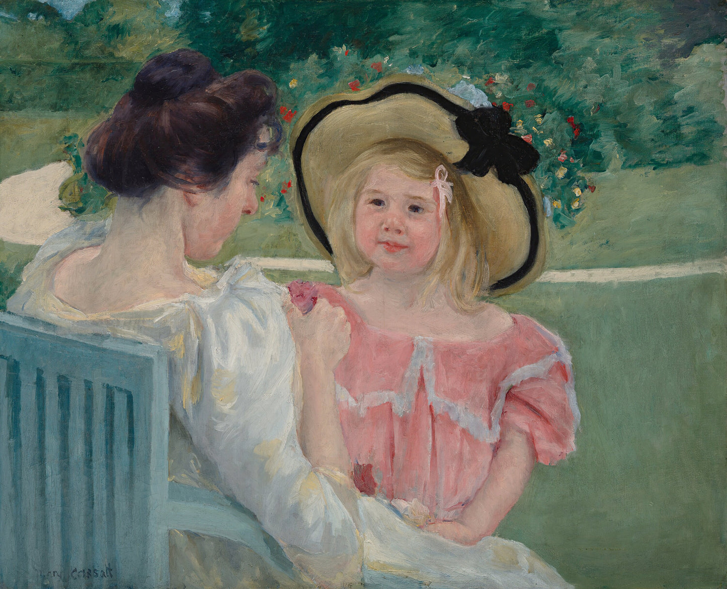In The Garden- by Mary Cassatt, 3d Printed with texture and brush strokes looks like original oil painting.