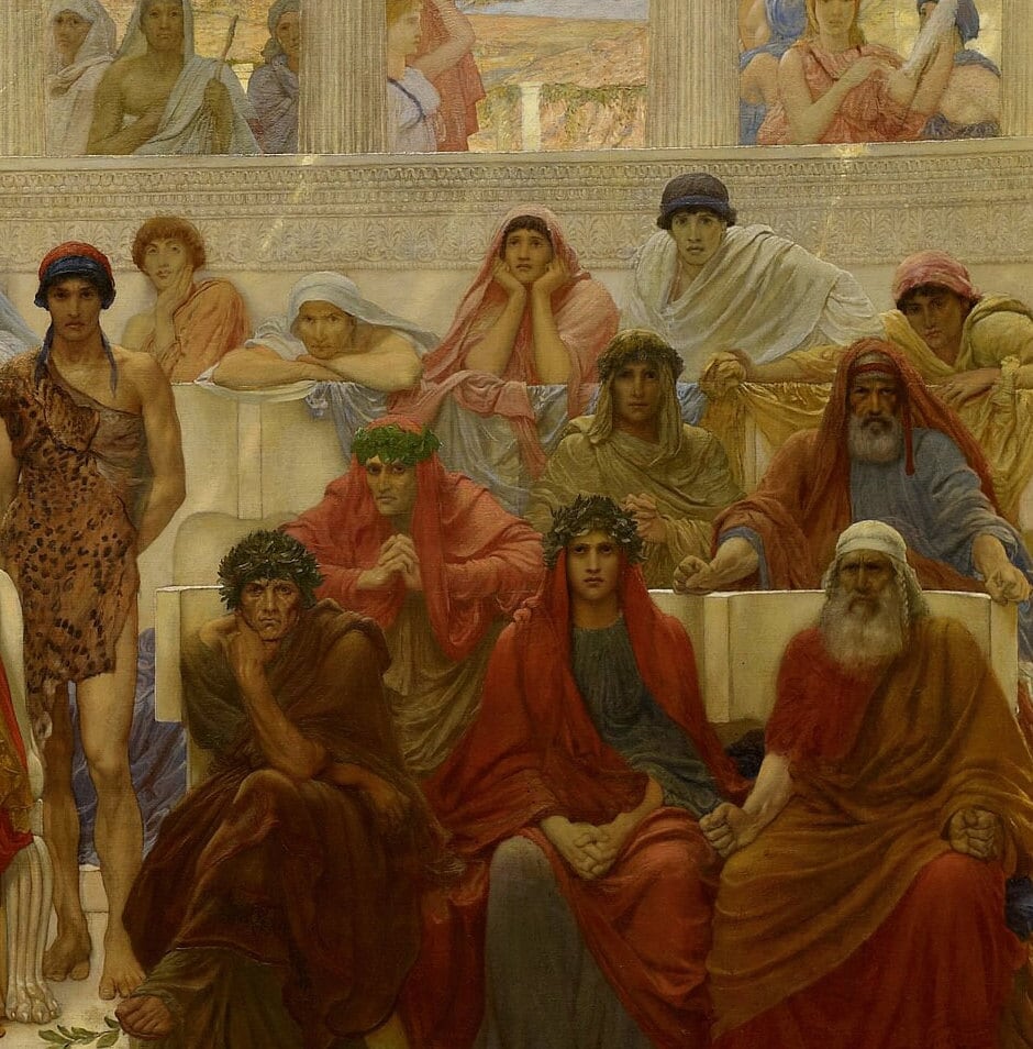 An Audience In Athens By Aeschylus Richmond,3d Printed with texture and brush strokes looks like original oil painting.