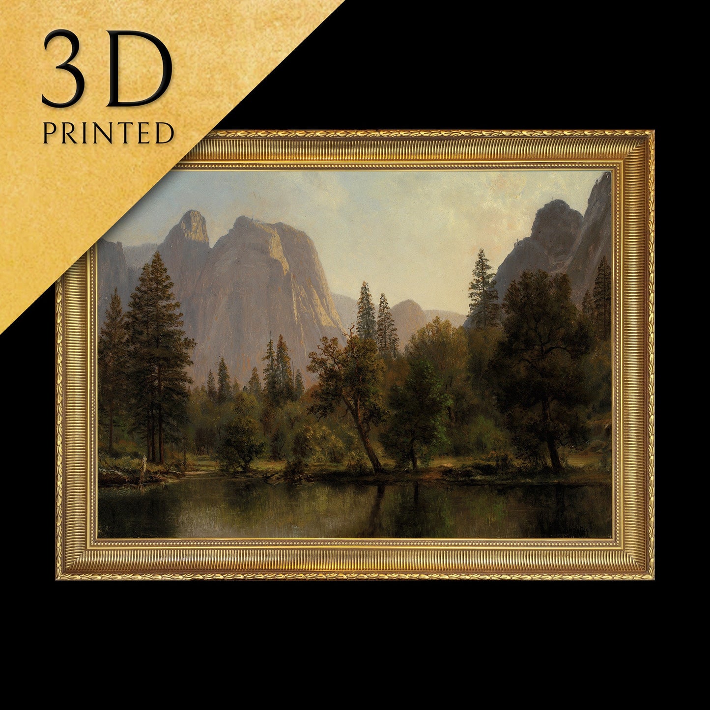 Cathedral Rocks, Yosemite Valley - by Albert Bierstadt,3d Printed with texture and brush strokes looks like original oil painting.