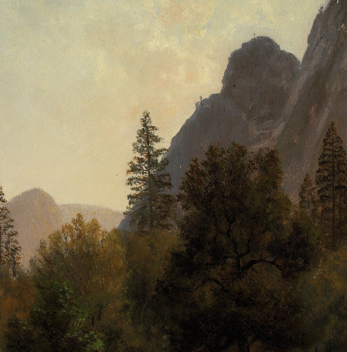 Cathedral Rocks, Yosemite Valley - by Albert Bierstadt,3d Printed with texture and brush strokes looks like original oil painting.
