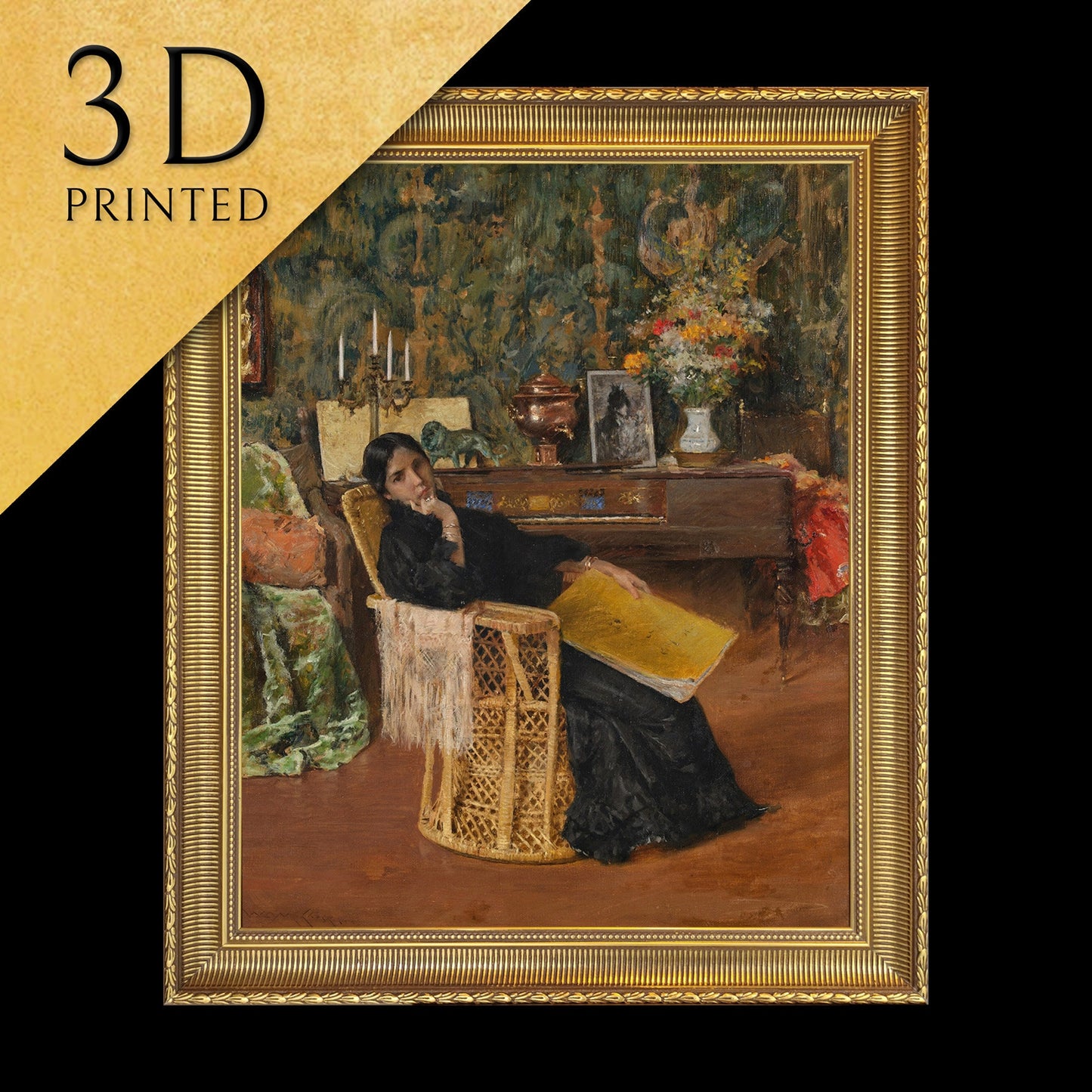 In the Studio by William Merritt Chase, 3d Printed with texture and brush strokes looks like original oil painting.