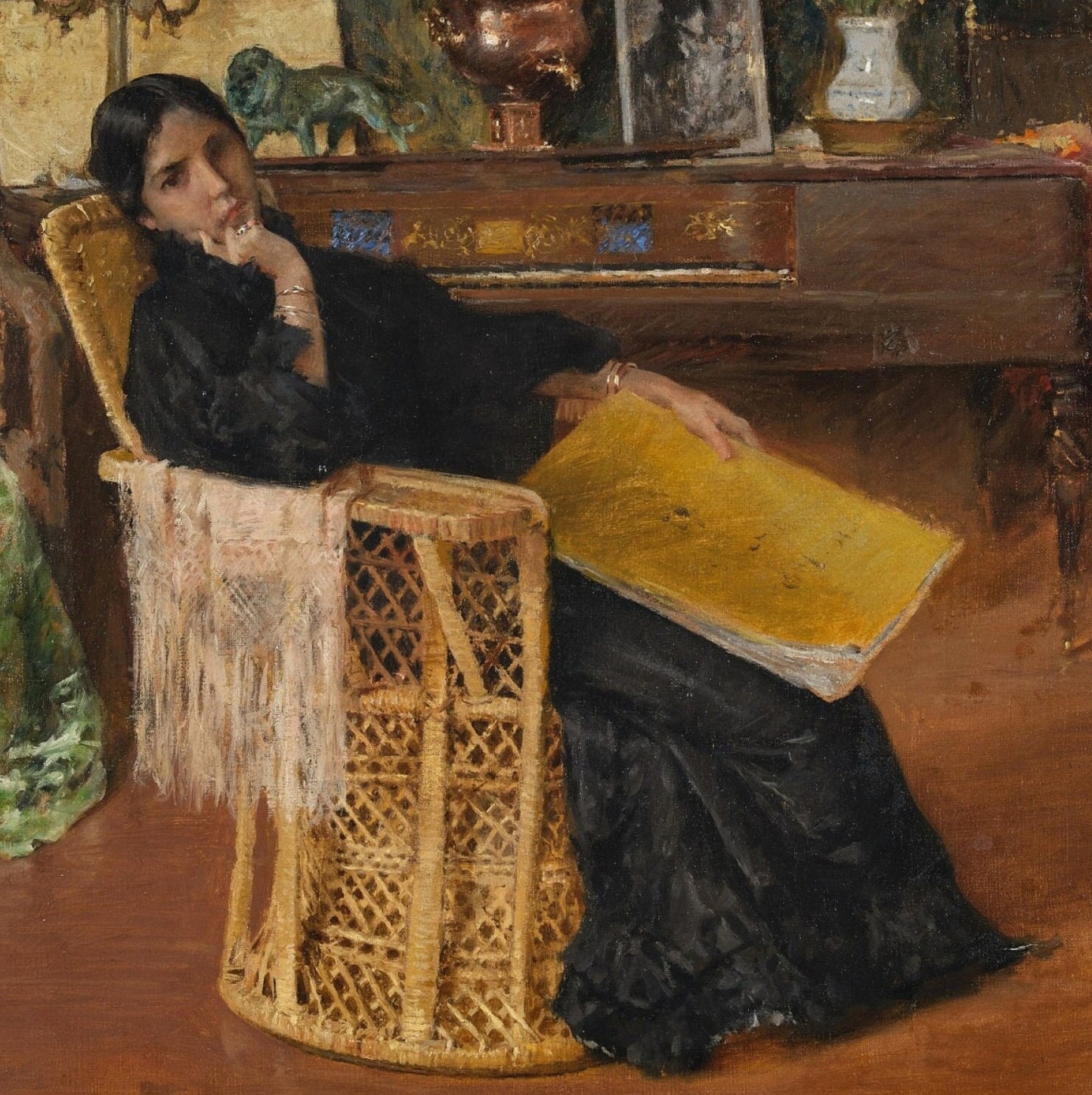 In the Studio by William Merritt Chase, 3d Printed with texture and brush strokes looks like original oil painting.
