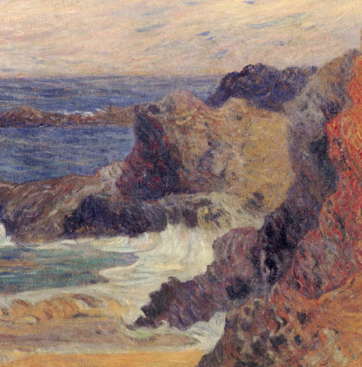 La Côte rocheuse,ou Rochers au bord de la mer by Paul Gauguin, 3d Printed with texture and brush strokes looks like original oil painting.