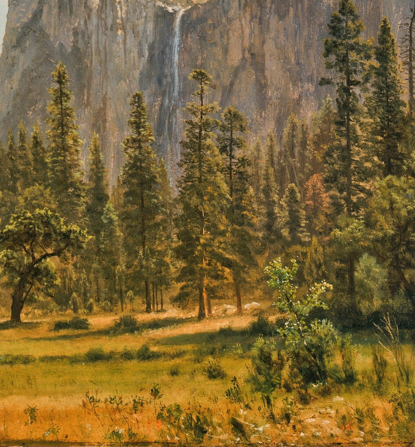 Bridal Veil Falls by Yosemite Valley - by Albert Bierstadt, 3d Printed with texture and brush strokes looks like original oil painting.