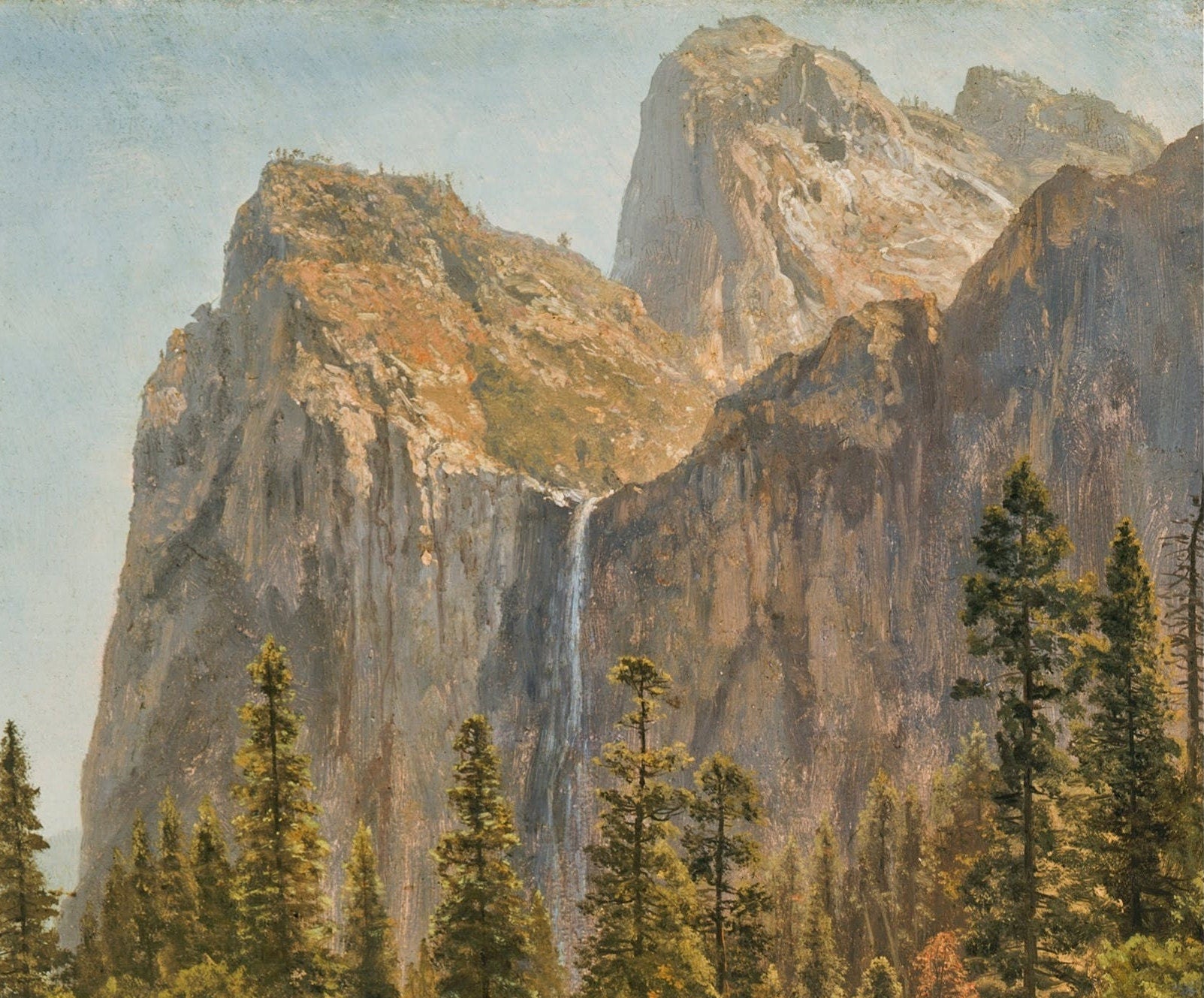 Bridal Veil Falls by Yosemite Valley - by Albert Bierstadt, 3d Printed with texture and brush strokes looks like original oil painting.