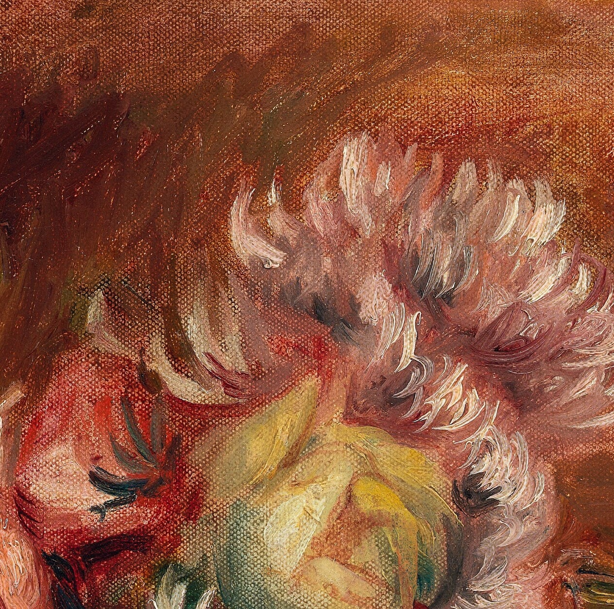Flowers in a Green Vase by Pierre Auguste Renoir, 3d Printed with texture and brush strokes looks like original oil painting