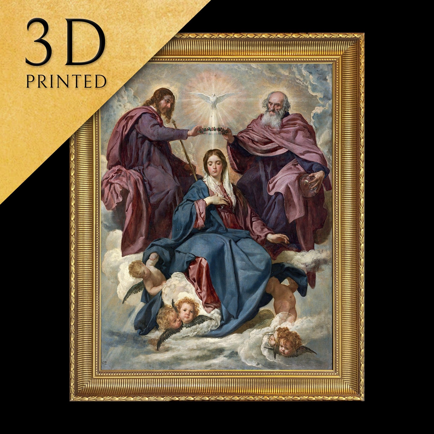 La Coronacion De La Virgen by Diego Velazques, 3d Printed with texture and brush strokes looks like original oil painting