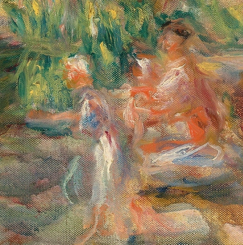 Lavandieres au bord du Loup by Pierre Auguste Renoir,3d Printed with texture and brush strokes looks like original oil painting