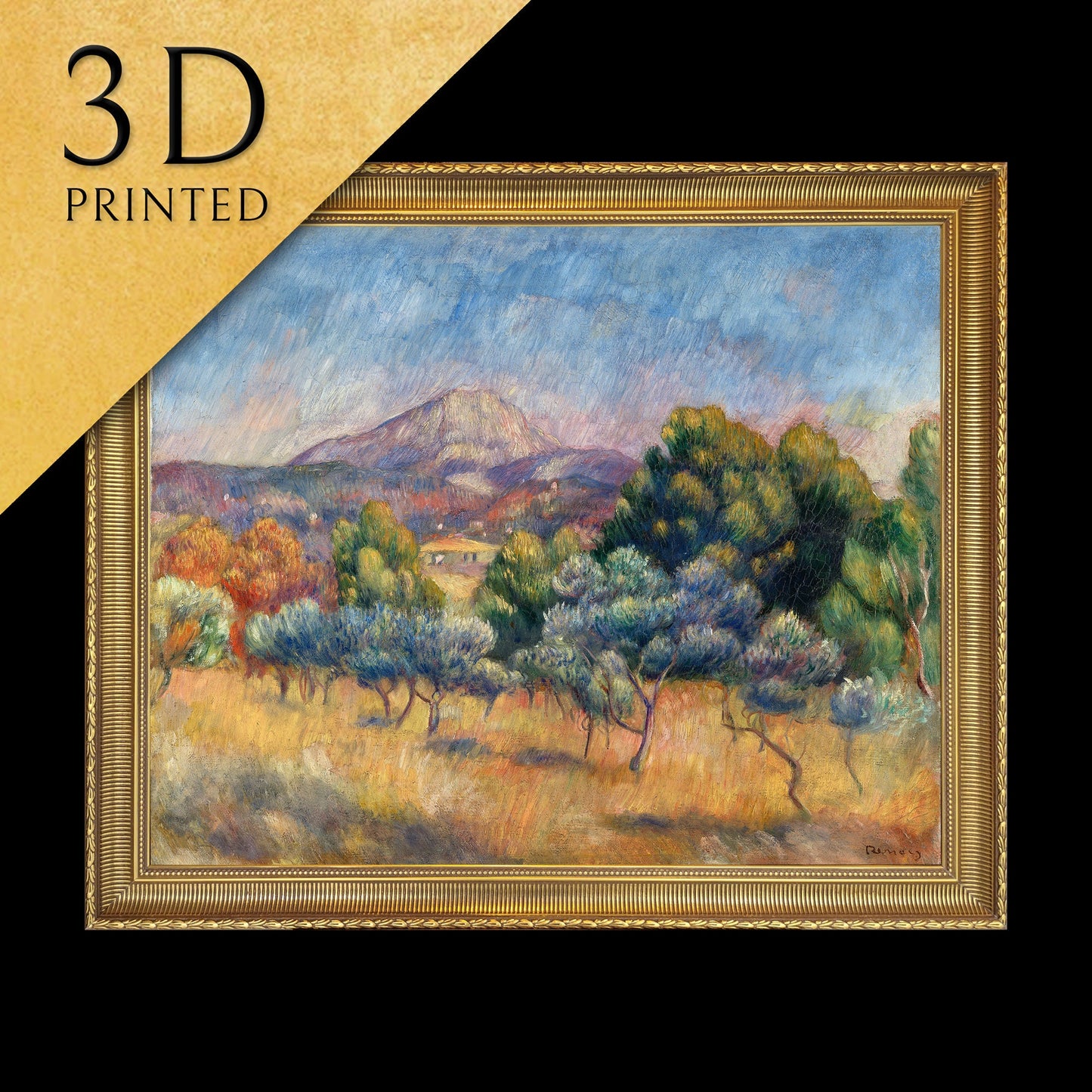 Mont Sainte Victoire by Pierre Auguste Renoir, 3d Printed with texture and brush strokes looks like original oil painting