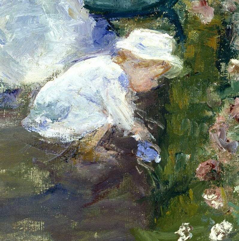 Children in a Garden - by Mary Cassatt, 3d Printed with texture and brush strokes looks like original oil painting.