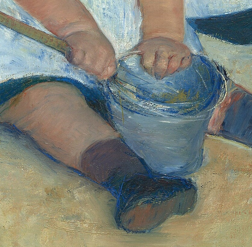 Children Playing on the Beach -by Mary Cassatt, 3d Printed with texture and brush strokes looks like original oil painting.