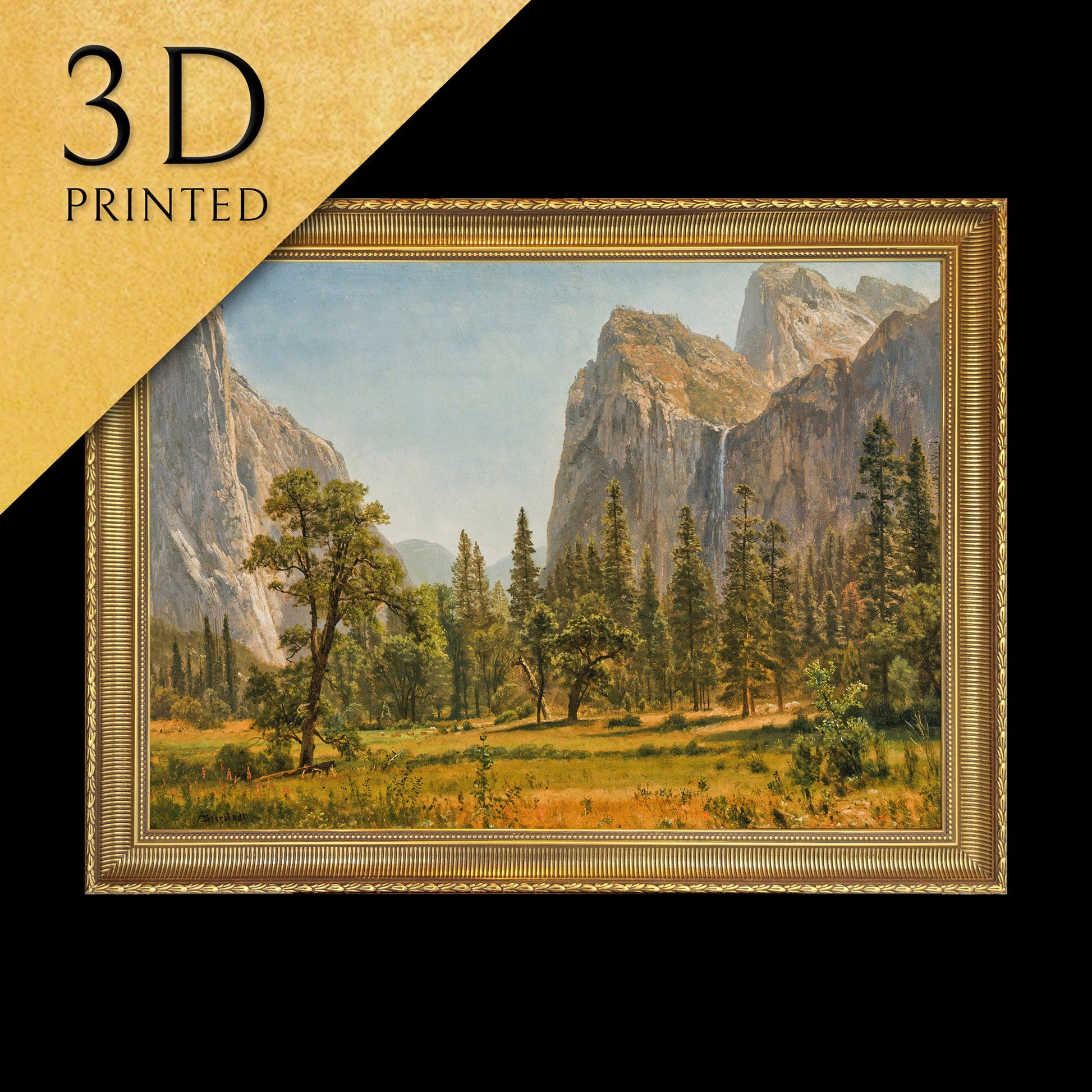 Bridal Veil Falls by Yosemite Valley - by Albert Bierstadt, 3d Printed with texture and brush strokes looks like original oil painting.