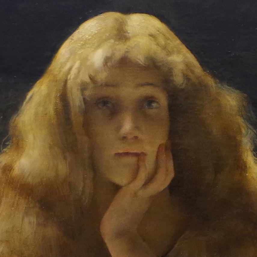Maria Magdalen by Alfred Stevens, 3d Printed with texture and brush strokes looks like original oil painting.