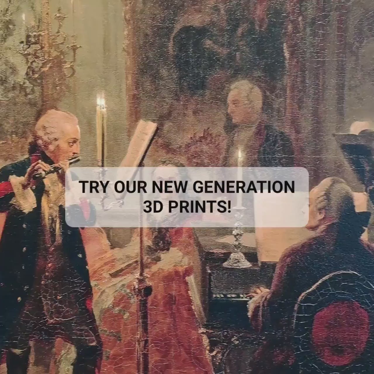 Flute Concert  by Adolph Menzel, 3d Printed with texture and brush strokes looks like original oil-painting, code:085