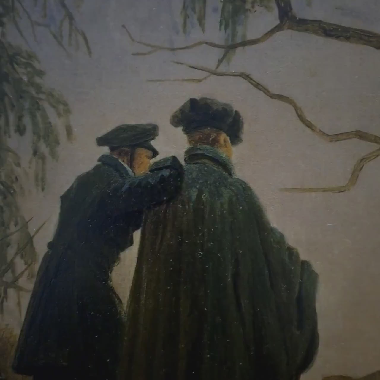 Two Men Contemplating by Caspar David Friedrich, 3d Printed with texture and brush strokes looks like original oil-painting, code:206