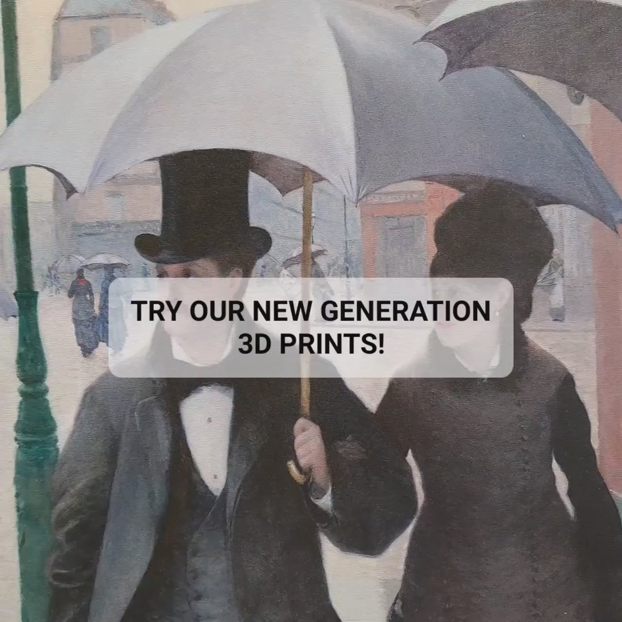 Paris Street; Rainy Day by Gustave Caillebotte, 3d Printed with texture and brush strokes looks like original oil-painting, code:103