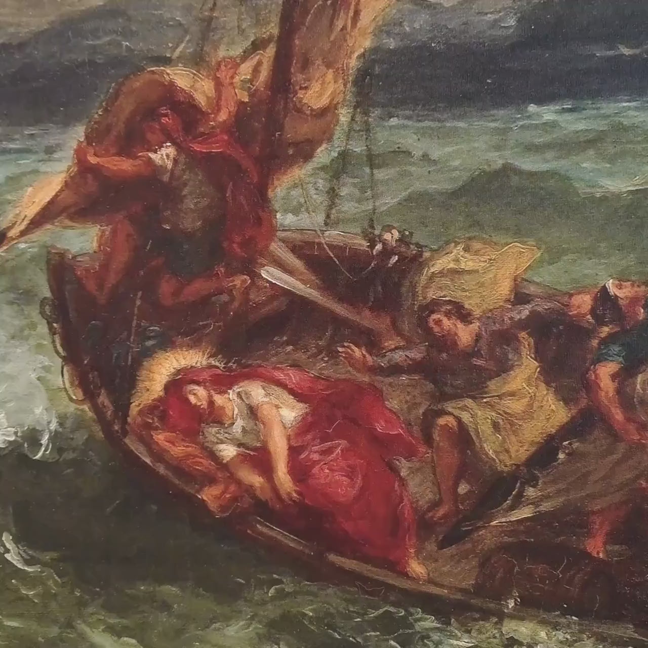 Christ on the Sea of Galilee by Eugène Delacroix, 3d Printed with texture and brush strokes looks like original oil-painting, code:088
