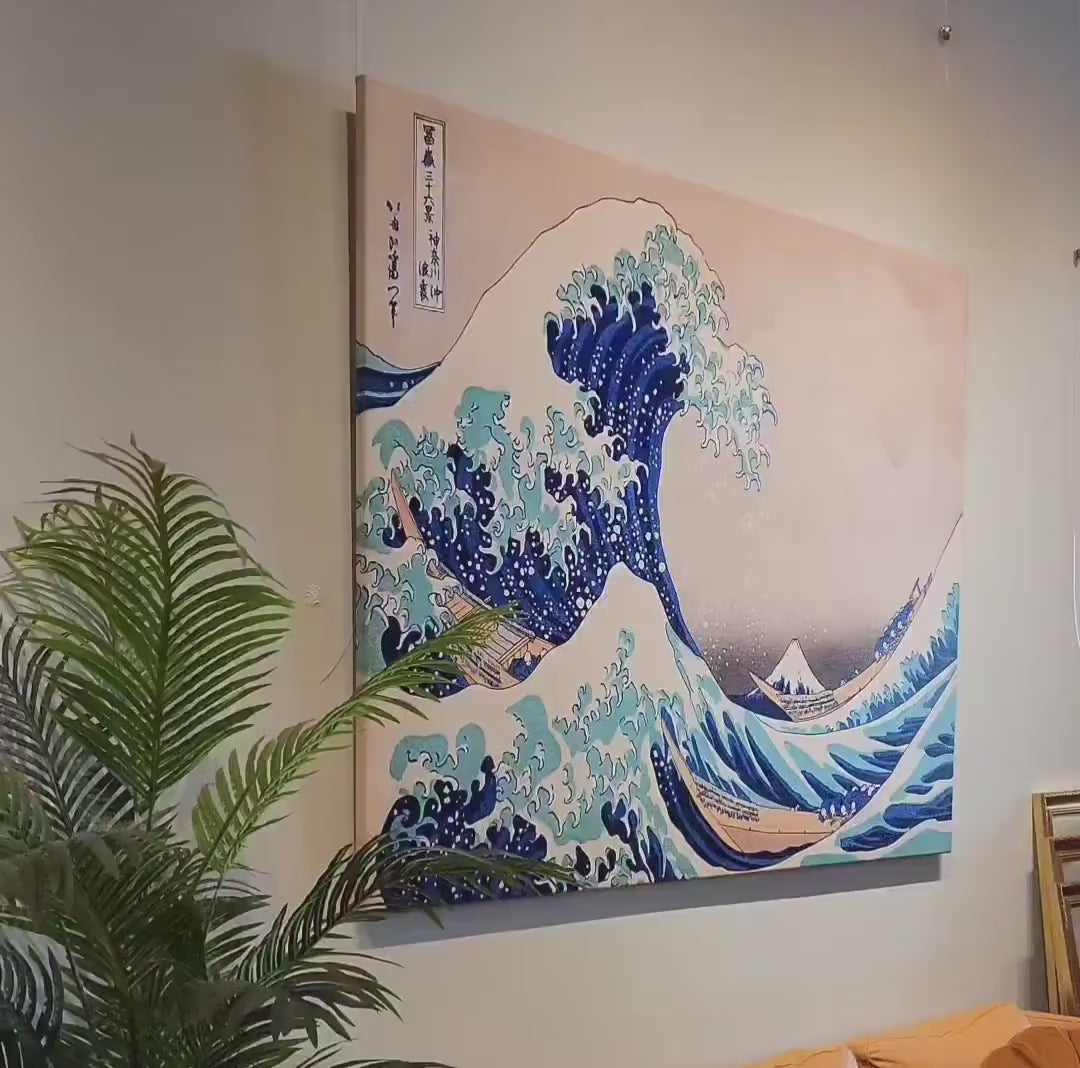 Kanagawa Oki Nami Ura by Katsushika Hokusai, 3d Printed with texture and brush strokes looks like original oil-painting, code:045
