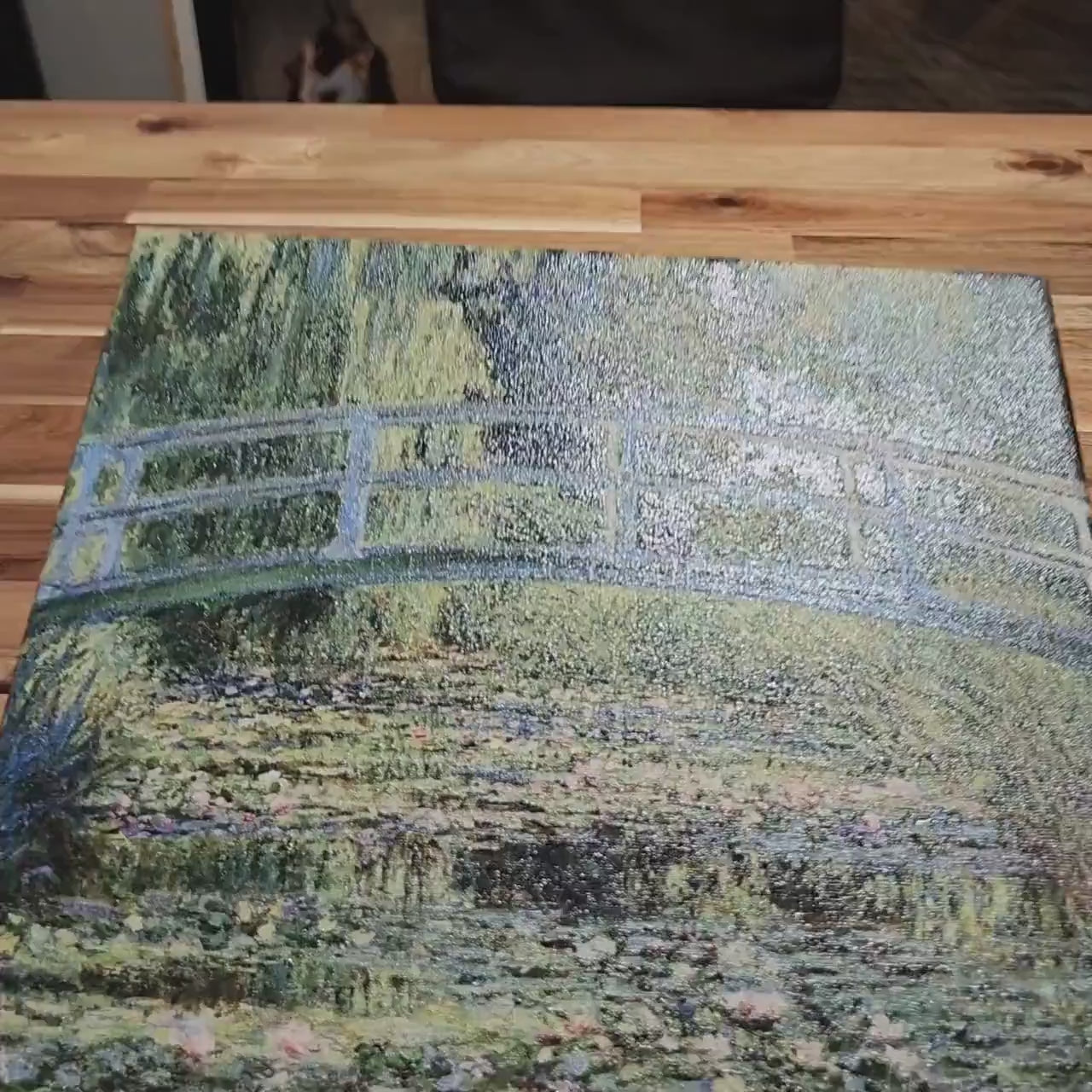 The Water Lily Pond by Claude Monet, 3d Printed with texture and brush strokes looks like original oil-painting, code:021