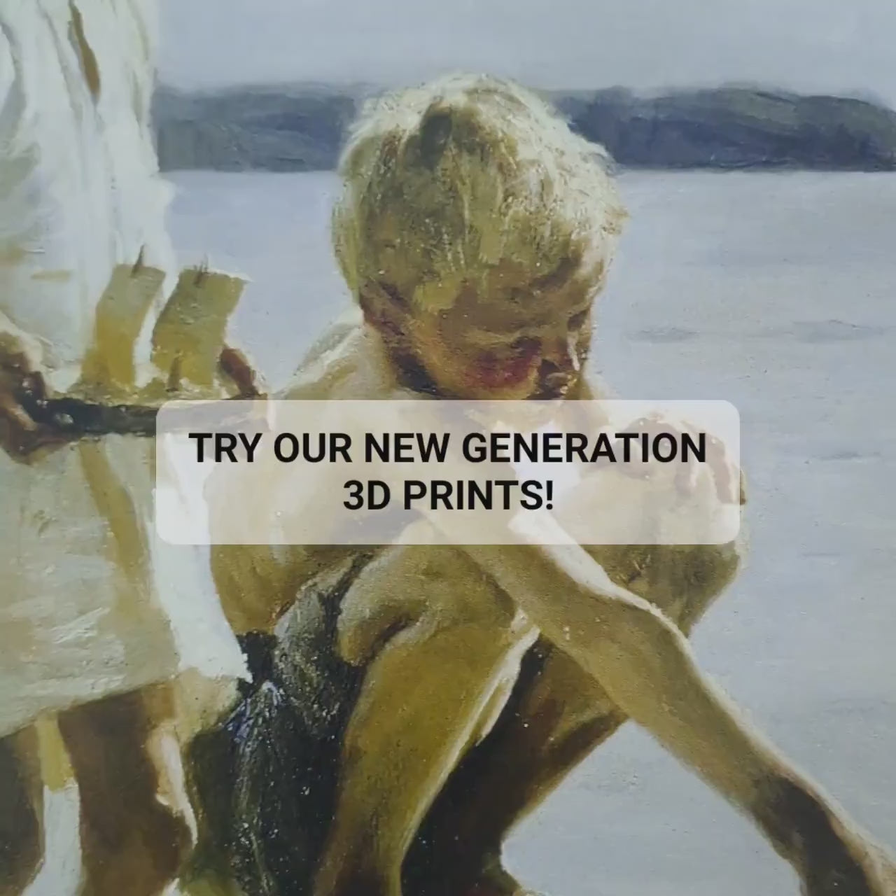 Boys Playing on the Shore by Albert Edelfelt, 3d Printed with texture and brush strokes looks like original oil-painting, code:144