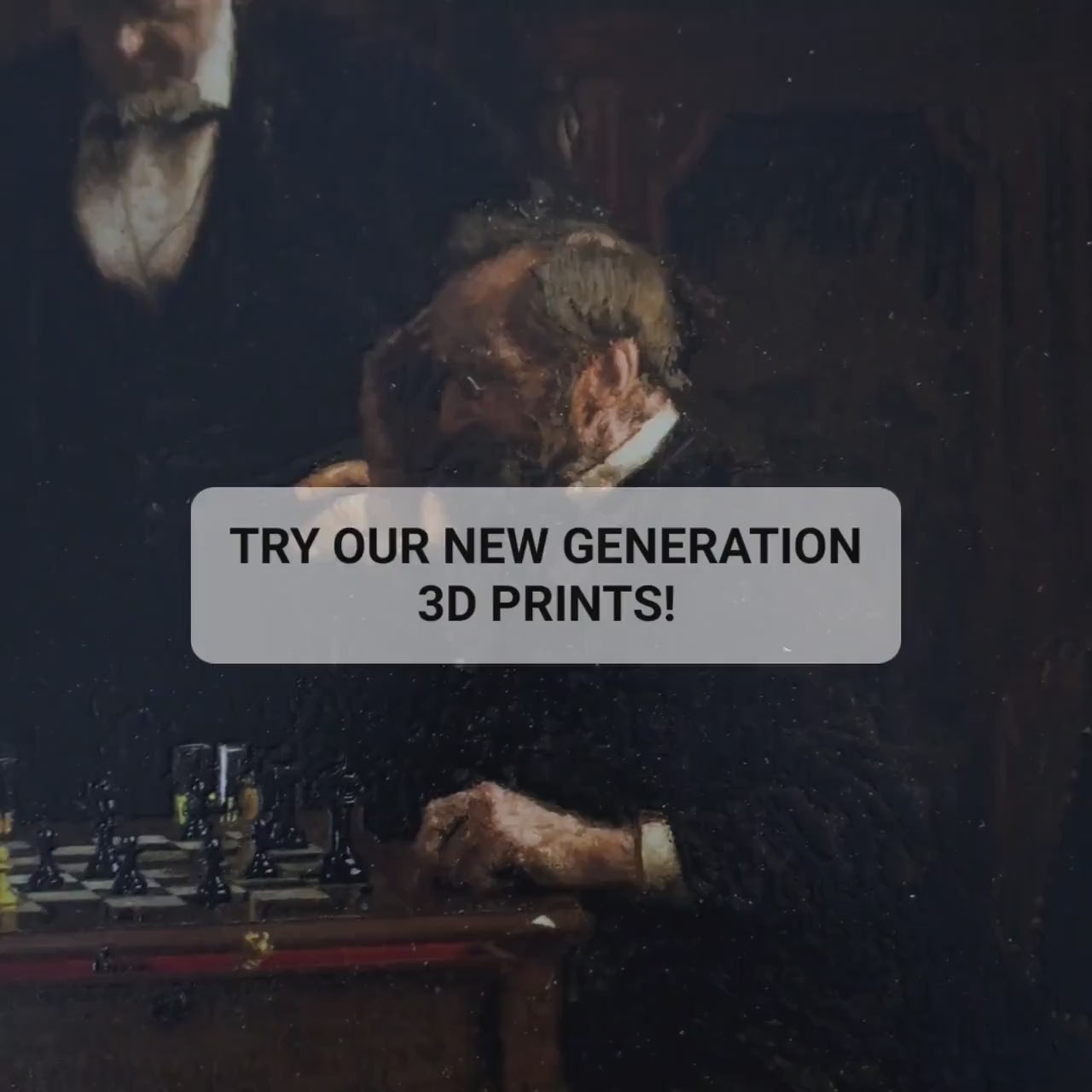 The Chess Players by Thomas Eakins, 3d Printed with texture and brush strokes looks like original oil-painting, code:217