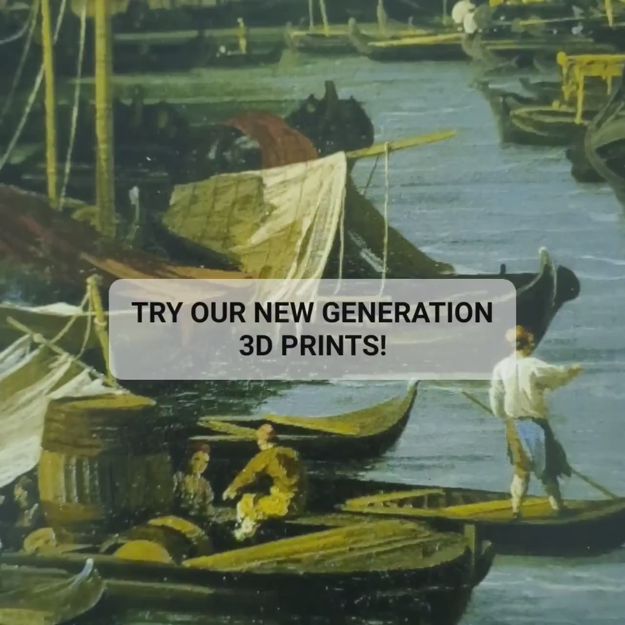 The Grand Canal by Canaletto, 3d Printed with texture and brush strokes looks like original oil-painting, code:167