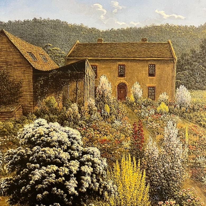 A View of the Artist's House and Garden by John Glover, 3d Printed with texture and brush strokes looks like original oil painting