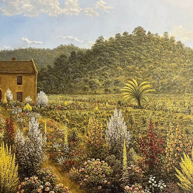 A View of the Artist's House and Garden by John Glover, 3d Printed with texture and brush strokes looks like original oil painting