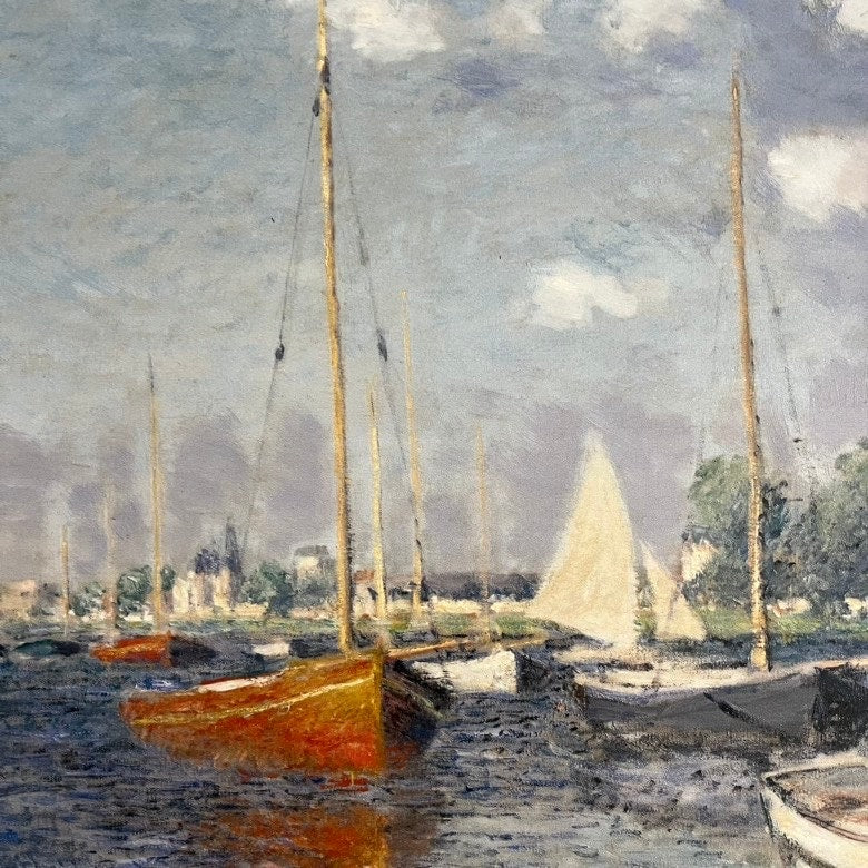 Red Boats Argenteuil by Claude Monet, 3d Printed with texture and brush strokes looks like original oil painting