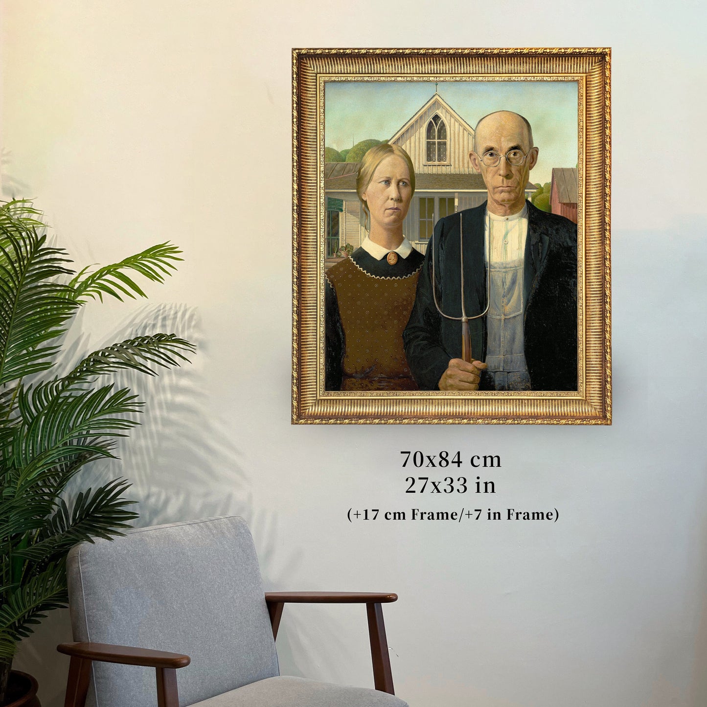 American Gothic by Grant Wood, 3d Printed with texture and brush strokes looks like original oil painting